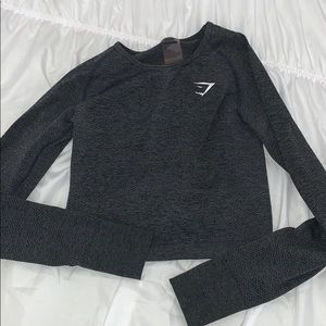 Gymshark long sleeve black marble crop top